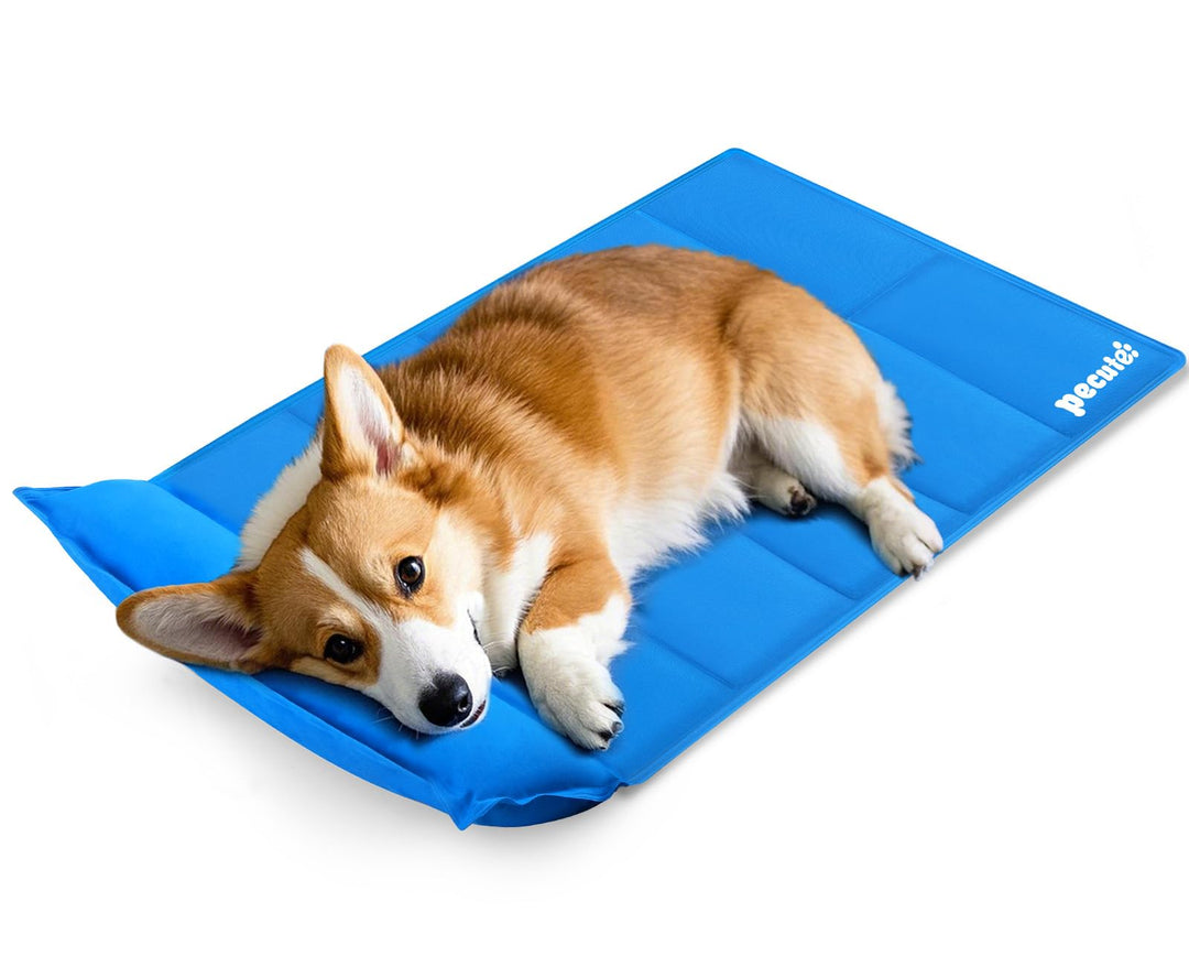 pecute Kühlmatte mit Kissen Hunde Katzen (90 * 50cm), Kuhlmatte für Hund und Katze mit Ungiftiges Ge