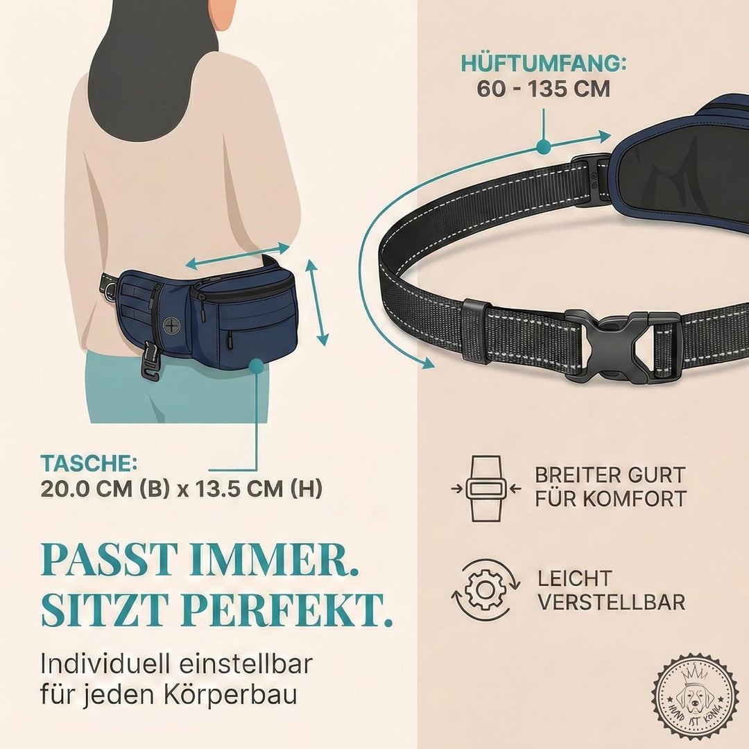 HUND IST KÖNIG Leckerlitasche für Hunde Leckerlis & Hundezubehör - Robuste Bauchtasche Hund - Futter