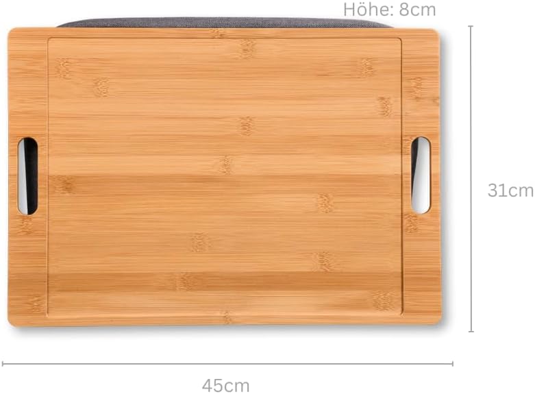 Kesper | Knietablett, Mateial: Bambus, Textil, Masse: 45 x 31 cm/Höhe: 8 cm, Farbe: Braun, Grau | 77