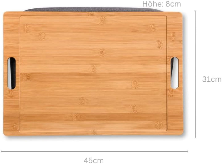 Kesper | Knietablett, Mateial: Bambus, Textil, Masse: 45 x 31 cm/Höhe: 8 cm, Farbe: Braun, Grau | 77