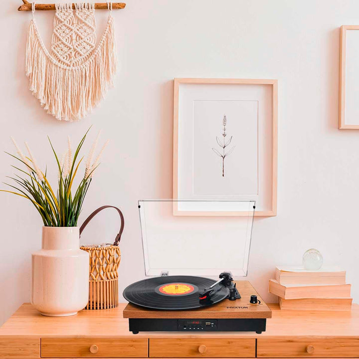 PRIXTON - Studio Vintage-Vinyl-Plattenspieler - Vinyl-Player & Konverter über Bluetooth, USB, SD, Ra