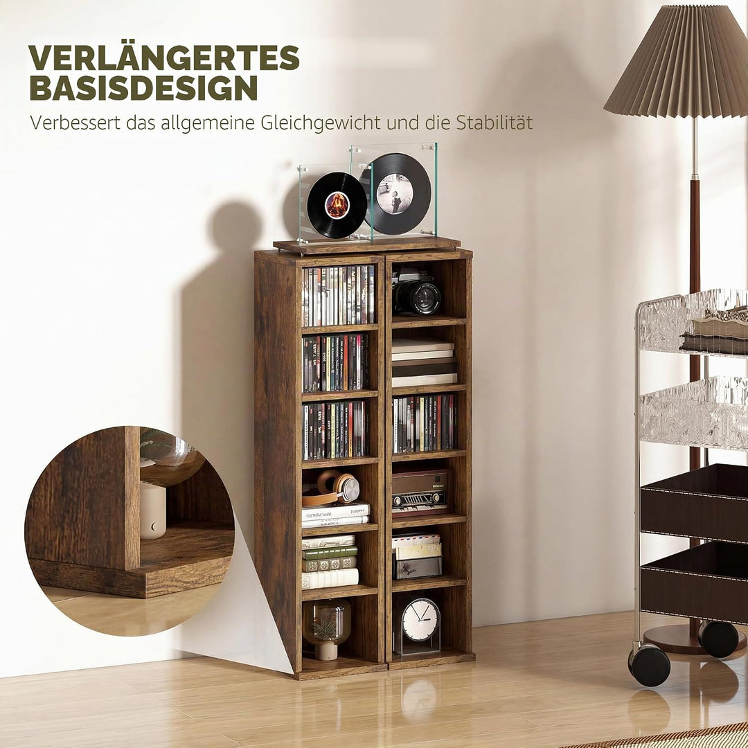 HOMCOM 2er-Set Regalsäulenschrank CD-DVD-Aufbewahrungsschrank 6 + 6 Fächer 21 x 22,5 x 88,5 cm max.
