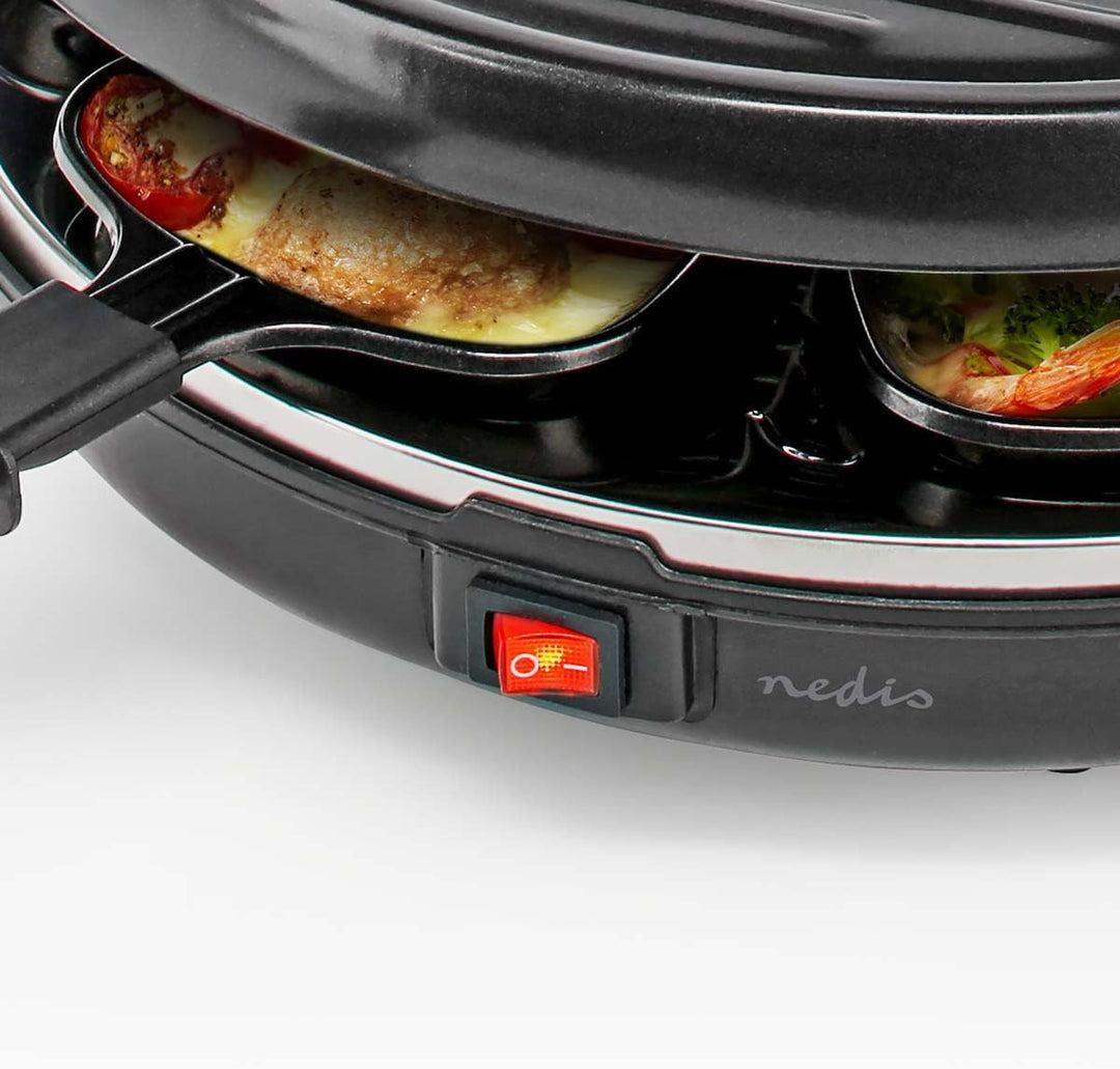 Nedis Gourmet/Raclette | Grill | 6 Personen | Spatel | Antihaft-Beschichtung | Rund