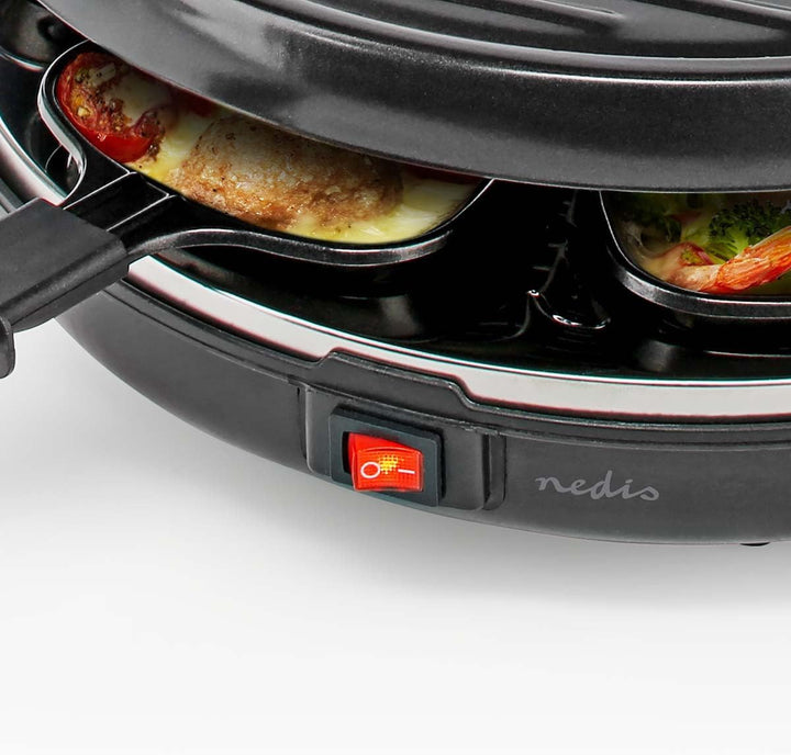 Nedis Gourmet/Raclette | Grill | 6 Personen | Spatel | Antihaft-Beschichtung | Rund