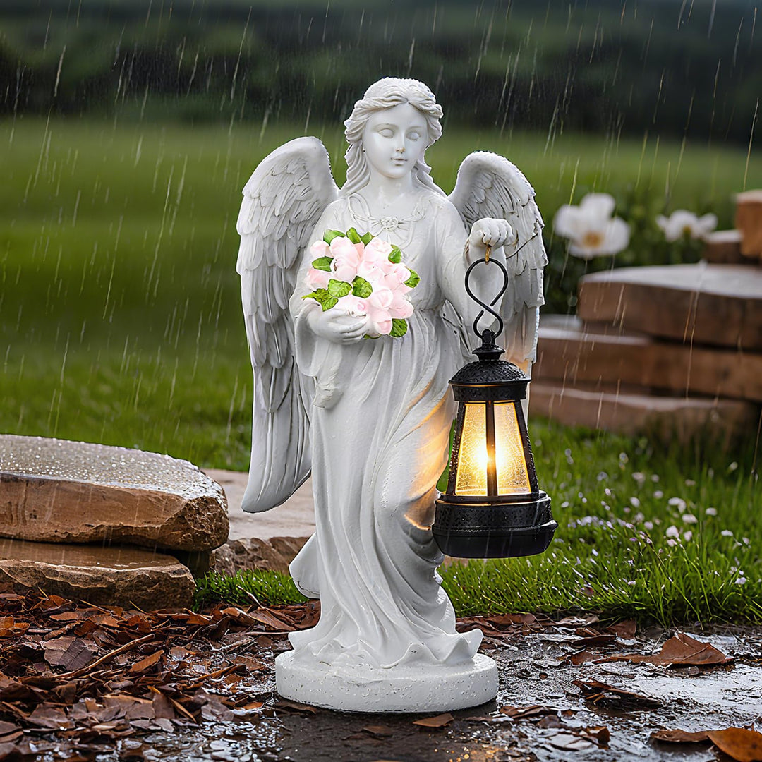 Engel Gartenstatuen, Grabschmuck Wetterfest: Grabengel, Aussen Friedhof Deko, Wetterfeste Grabdeko a