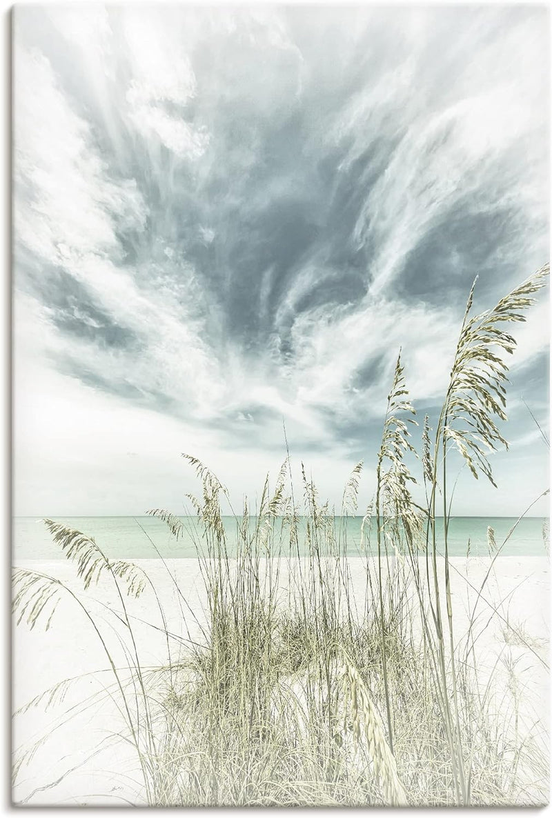 ARTland Leinwandbilder Wandbild Bild auf Leinwand 40x60 cm Strandbild Meer Gräser Himmel Strand Somm