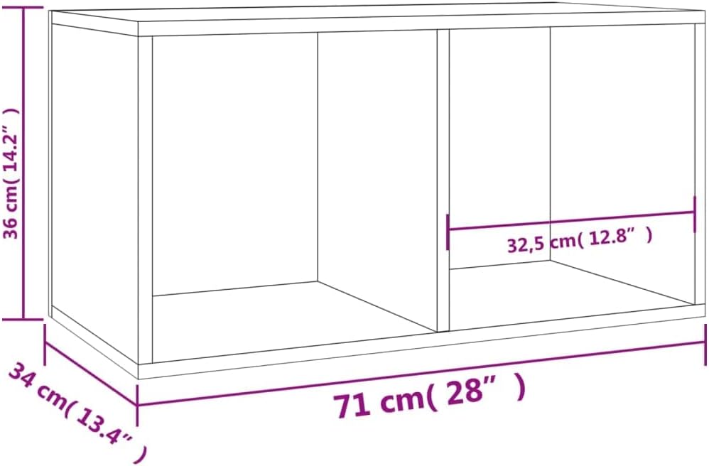 vidaXL Aufbewahrungsbox für Schallplatten 71x34x36 cm, Sonoma Eiche, Holzwerkstoff, 2 Fächer, Stabil