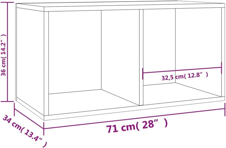 vidaXL Aufbewahrungsbox für Schallplatten 71x34x36 cm, Sonoma Eiche, Holzwerkstoff, 2 Fächer, Stabil