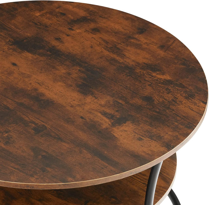 tectake Beistelltisch rund, Couchtisch mit 2 Ablagen, Industrie-Design, Nachttisch aus Holz, Ø55 x 5