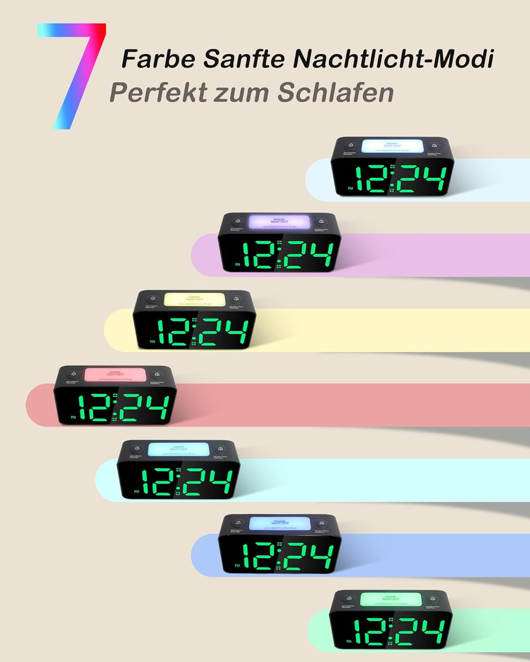 Extrem Lauter Wecker für Tiefschläfer Schwere Schläfer,RGB Farbiger Digitaler Doppelwecker für Kinde