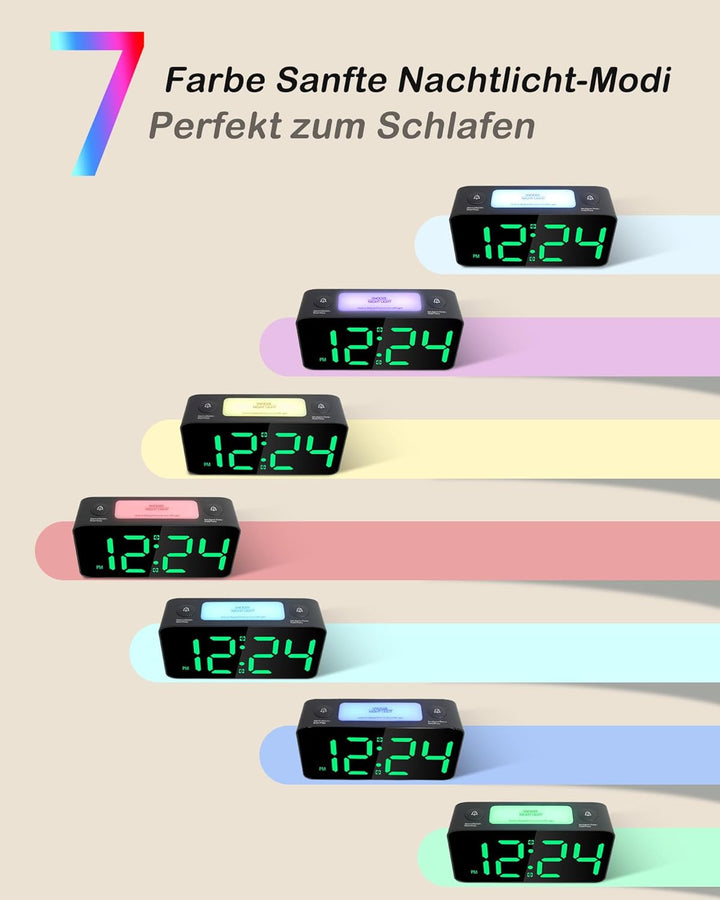 Extrem Lauter Wecker für Tiefschläfer Schwere Schläfer,RGB Farbiger Digitaler Doppelwecker für Kinde