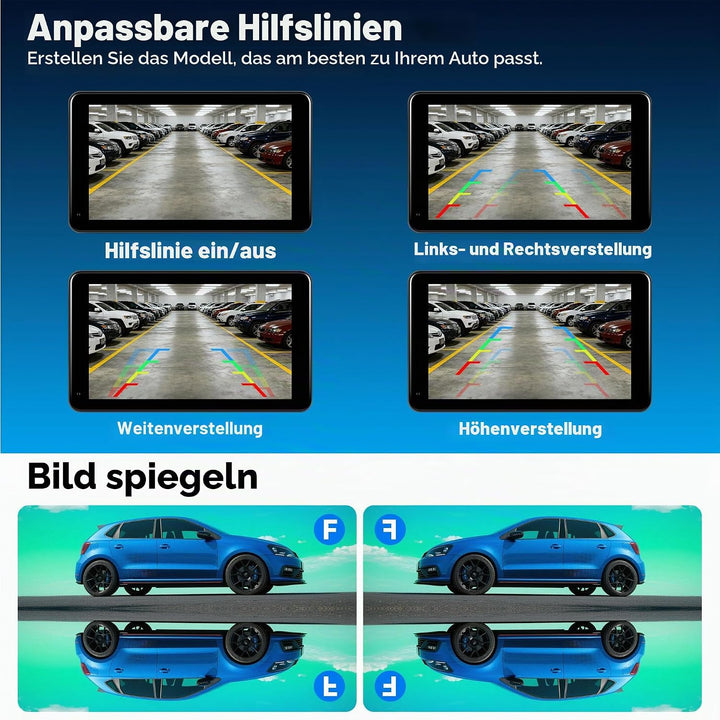 SIXWIN Kabelloses Rückfahrkamera-Set, 7 Zoll Touchscreen Monitor mit 1 IP68 Kabelloser Rückfahrkamer