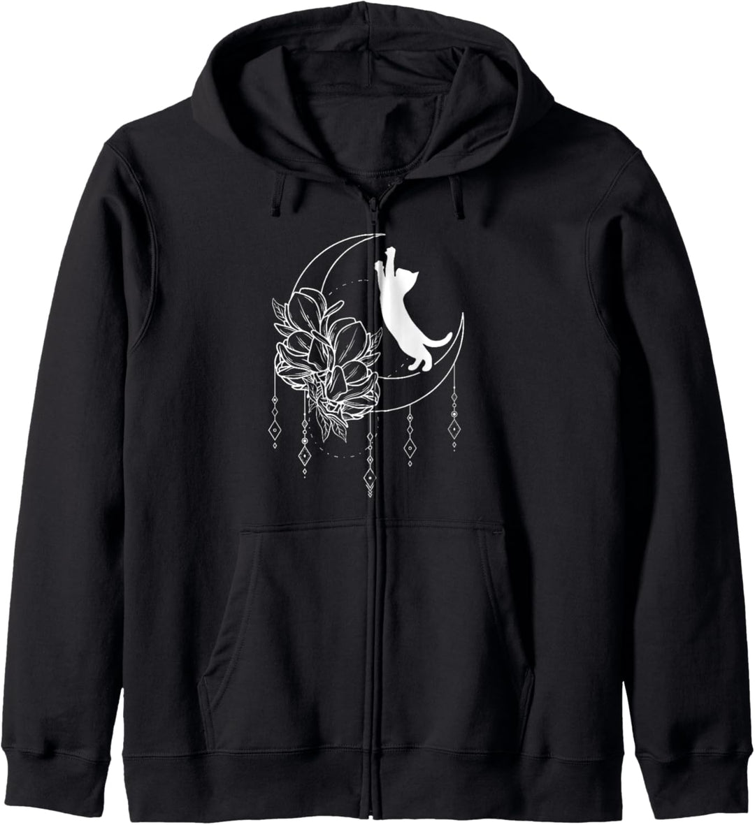 Kätzchen, Blume, Mond, Magische Zeichen, Katze mit Blumen Kapuzenjacke