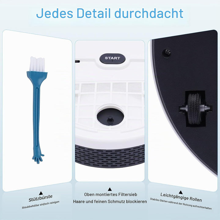 TESUGN Saugroboter mit Wischfunktion, 500Pa Saugkraft, 3in1 Roboterstaubsauger, Kinder Boden wischen
