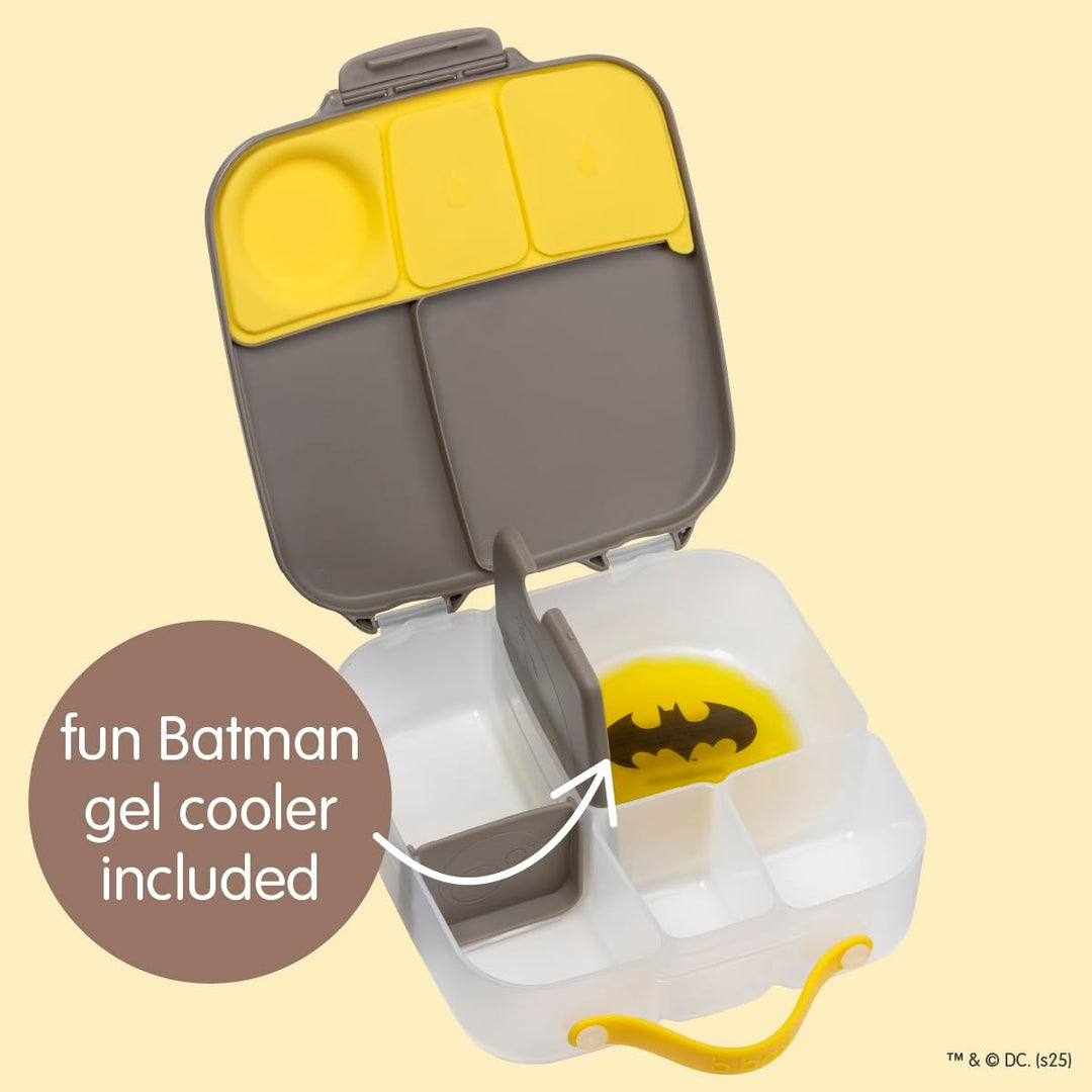 b.box Batman Brotdose | Grosse Bento-Box mit 4 Fächern (2 auslaufsicher), herausnehmbarer Trenner, G