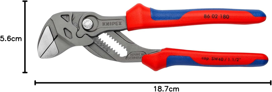KNIPEX Zangenschlüssel, Multi-Schraubenschlüssel, Chrom-Vanadium, atramentiert, mit 2K-Griffen, 180