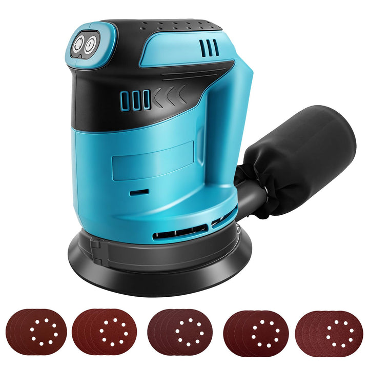 Akku-Exzenterschleifer kompatibel mit Makita 18V Akku, 125 mm Exzenterschleifer mit 3 Leistungsstufe
