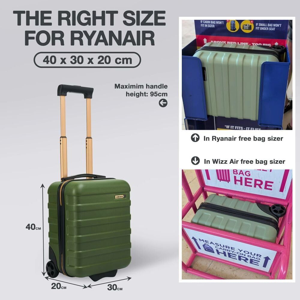 Cabin Max Anode Hartschalen Trolley 40x30x20 cm | 24L Handgepäck Koffer für Ryanair & Wizz Air Unter