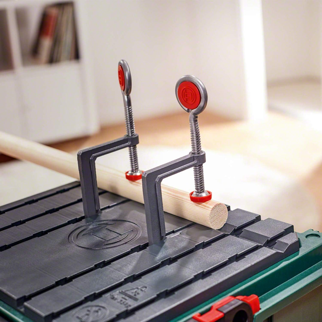Bosch Workbox SystemBox mit integrierter Werkbank-Auflage (Grösse S, Zubehör für Bosch Stichsäge PST