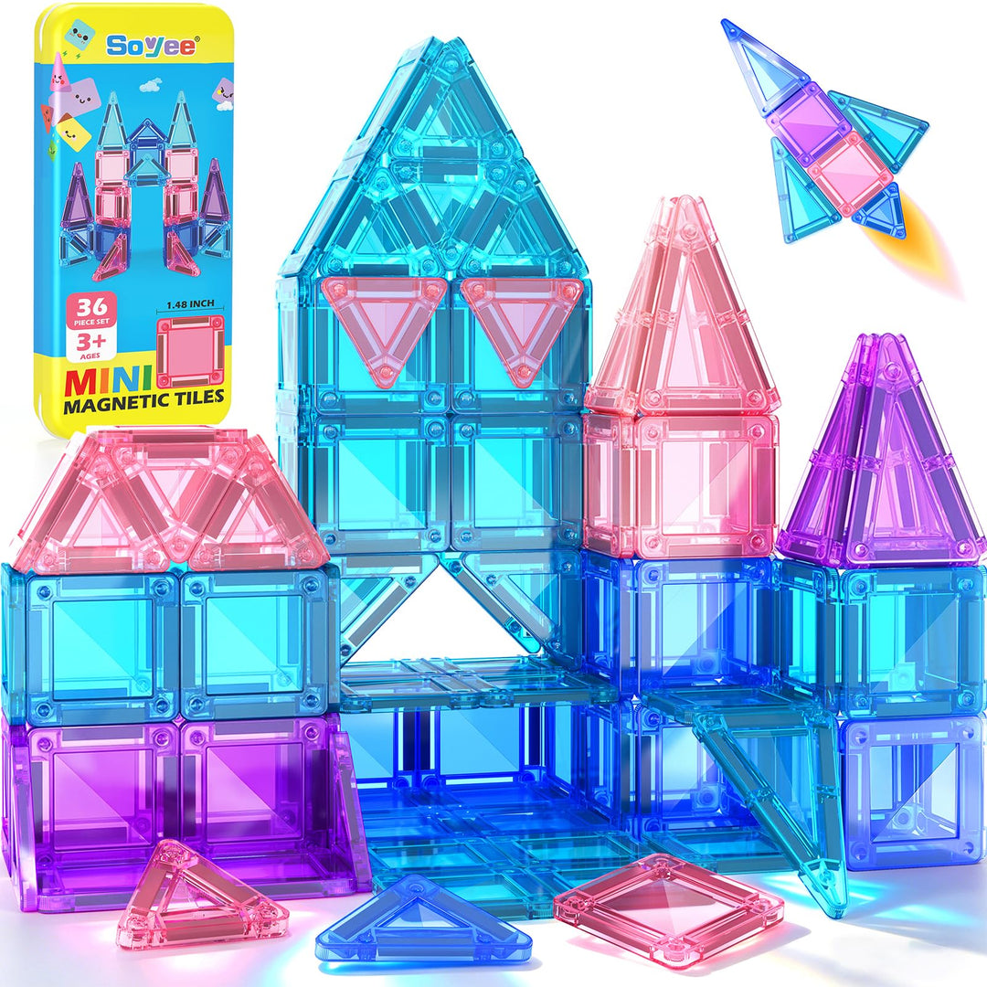 Magnetische Bausteine Magnetbausteine Reisespielzeug mit Metallbox Magnetspielzeuge Magnetsteine S