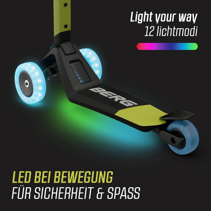 BERG Nexo Foldable Lights LED-Deck Kinderroller | Scooter | Klappbar & Tragbar | LED-Lichteffekte |