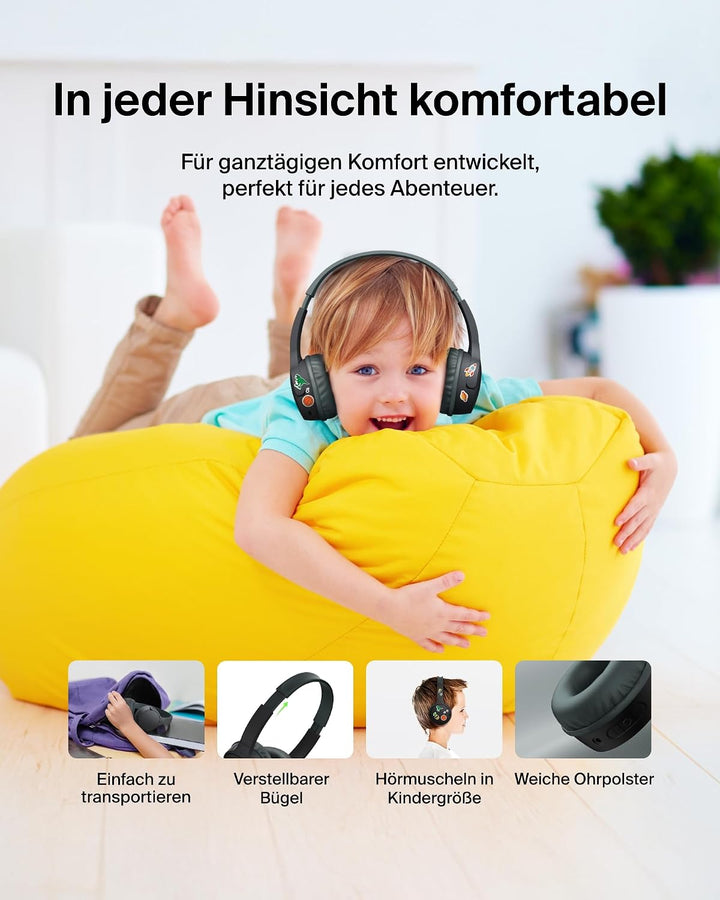 Belkin SoundForm Mini kabelloser Kinderkopfhörer mit integriertem Mikrofon und lustigen Aufklebern,