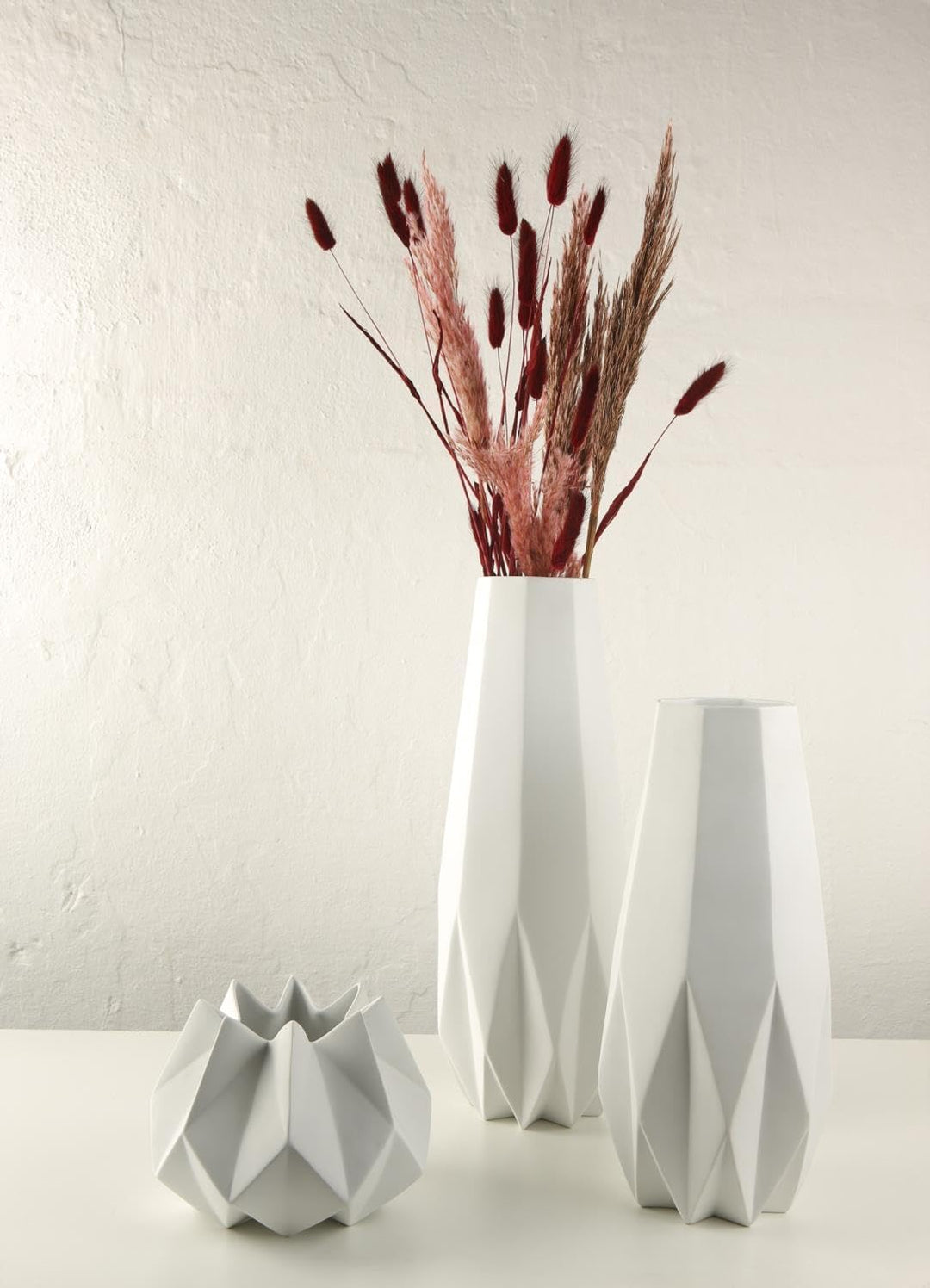 Goebel Polygono Star Vase aus Biskuitporzellan in der Farbe Weiss, Höhe: 33,5cm, 14-003-73-1