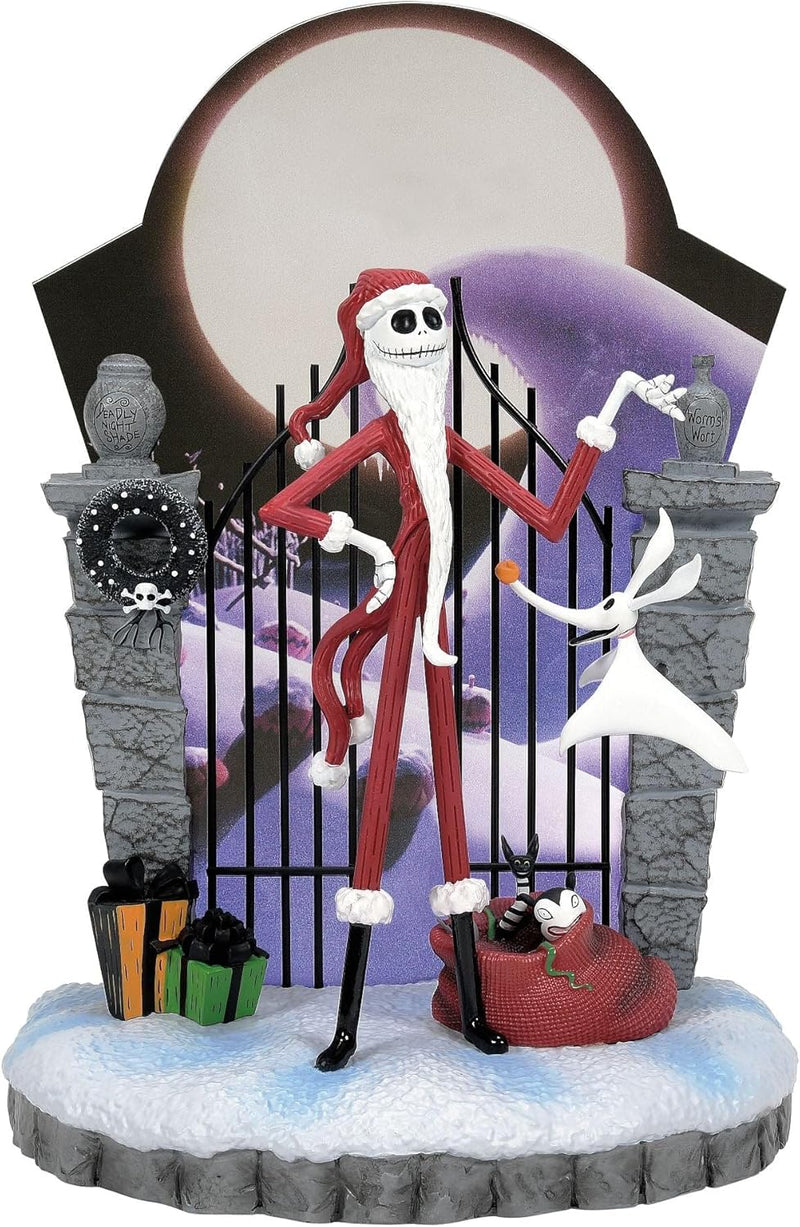 Enesco Disney Showcase The Nightmare Before Christmas Santa Jack with Gate Scene, beleuchtete Figur,