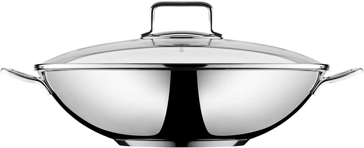 WMF Macao Wok Induktion 2-teilig, Wokpfanne 36 cm mit Glasdeckel, Wok für Induktion, Cromargan Edels