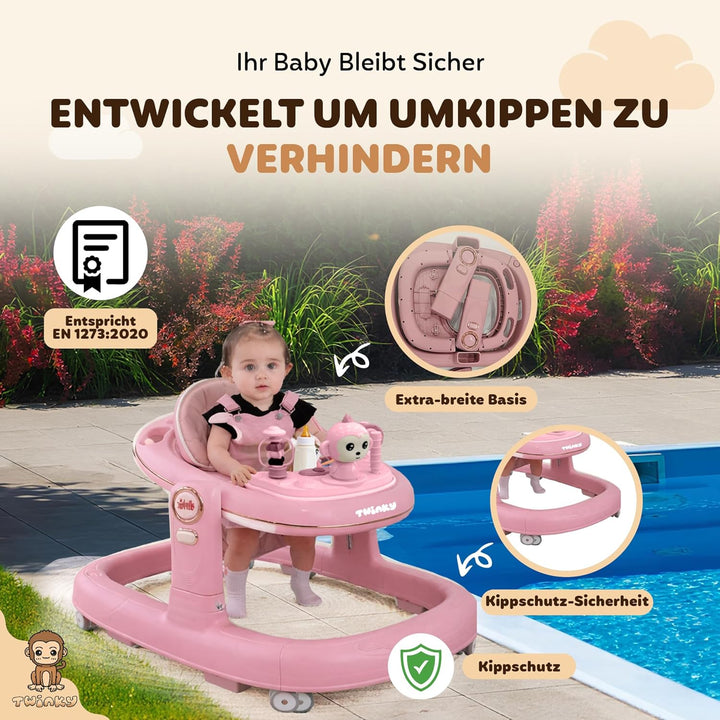 Twinky® Lauflernwagen mit Spielset & Bodenmatte - Robuste 4-fach verstellbare Vorschul-Lauflernhilfe