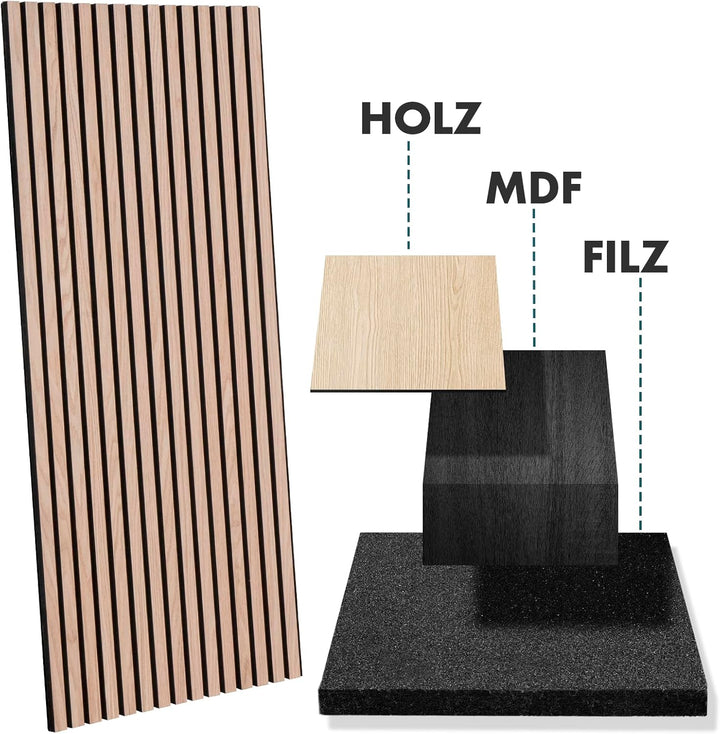 Floordirekt 3D Akustikpaneele 118 x 60 cm, Wandpaneele mit Echtholzfurnier für eine angenehme Raumak