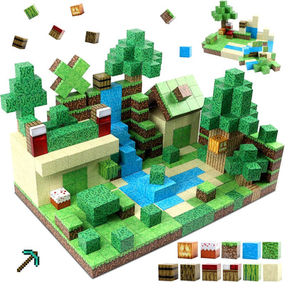 128 Stück Magnetische Bausteine - Build Mine Magnet Welt World Strand Set,Magnetic Building Blocks,M