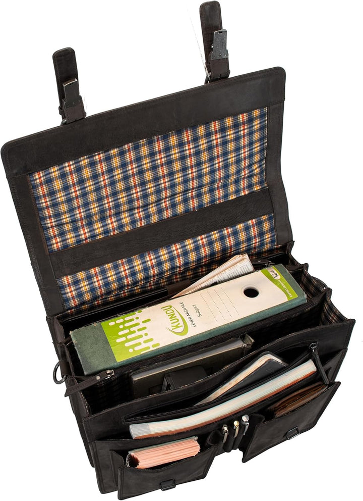 Marc Peter Amsterdam Aktentasche Leder XL Lehrertasche mit Laptopfach 15,6 Zoll grosse Ledertasche z