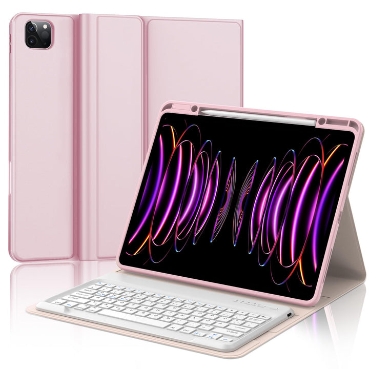 Hülle mit Tastatur für iPad Pro 12,9 Zoll 6./5./4./4. Generation, Rosa Rosa Tastatur, Rosa Tastatur