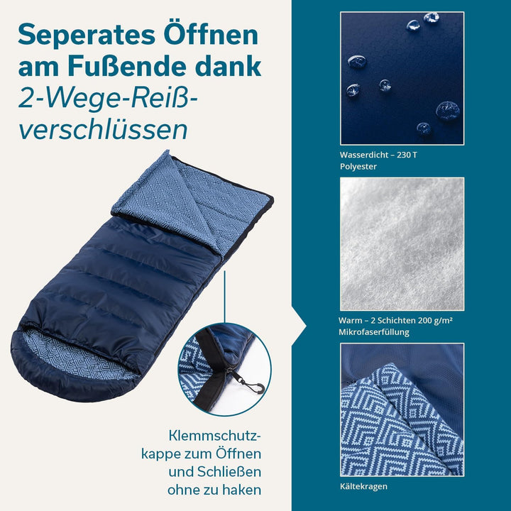 Skandika Dundee Junior Kinderschlafsack | Outdoor Camping Schlafsack für Kinder, Flanell-Innenfutter