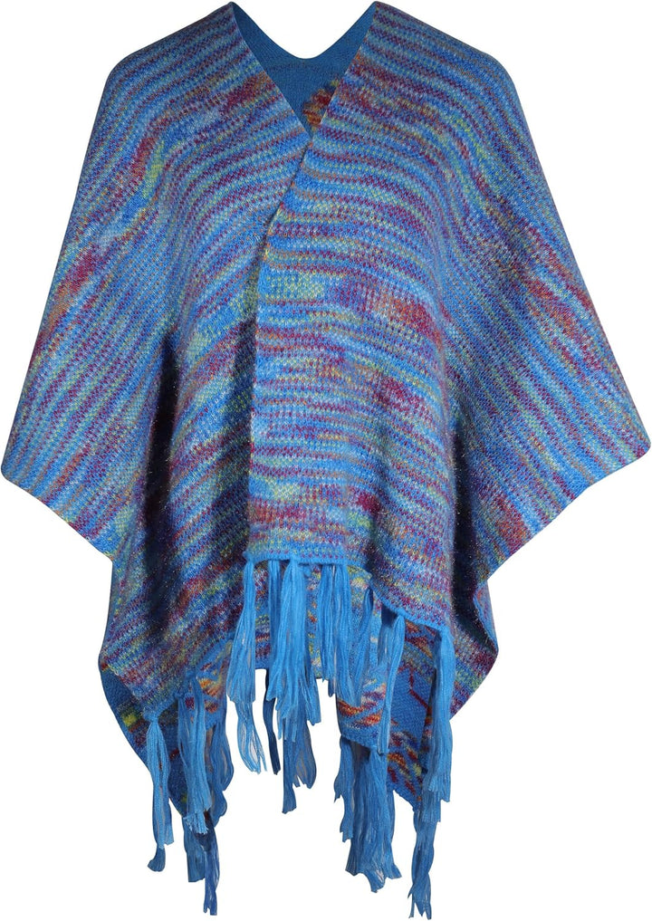ZLYC Damen Herbst Winter Kaschmir Poncho Capes Retro Strick Cardigans mit Fransen Einheitsgrösse Mus