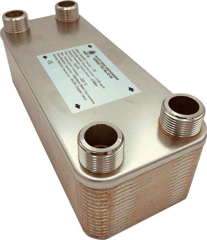 Nordic Tec Edelstahl Plattenwärmetauscher Ba-32-30 1” 30 Platten 175kW mit Isolierung