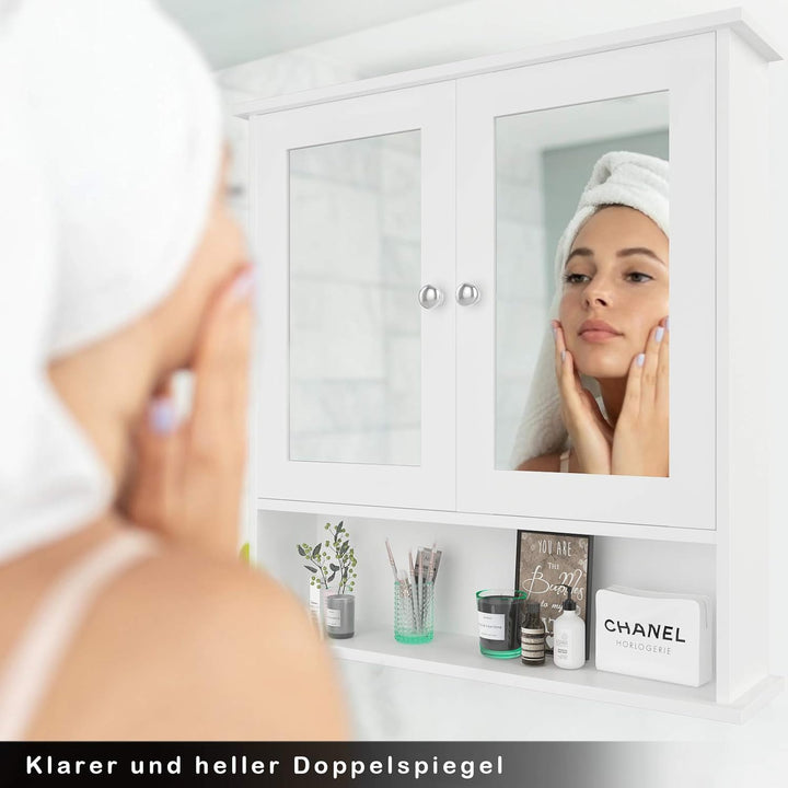 RELAX4LIFE Spiegelschrank Badezimmerspiegelschrank Hängeschrank Badezimmerschrank Badschrank Schmink