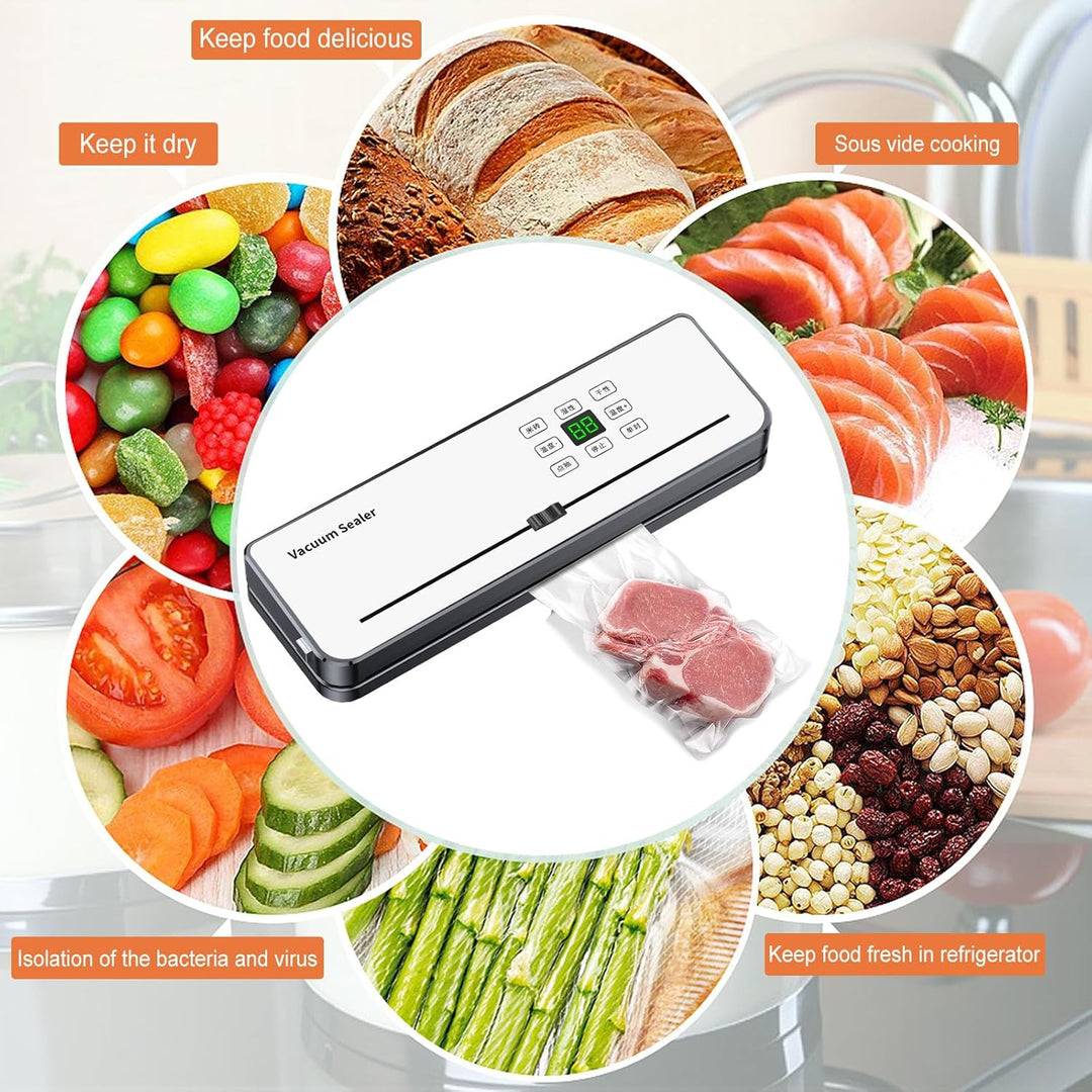Vakuumiergerät, 5 in 1 Vakuumierer für Lebensmittel, Vakuumiergerät Profi mit Cutter, Vakuumierer Fo