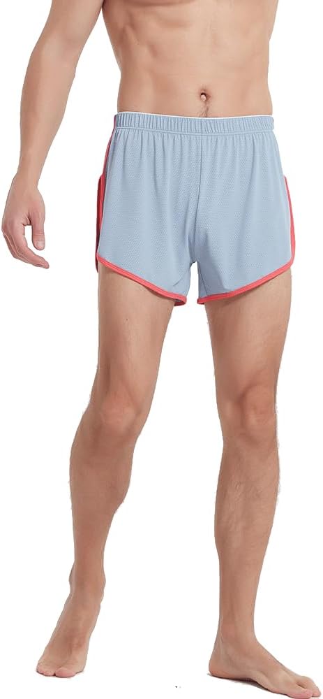 BIATWOWR Herren Boxershorts Atmungsaktive und Bequem Boxershorts mit Seitenschlitz Schwarzgraublau M