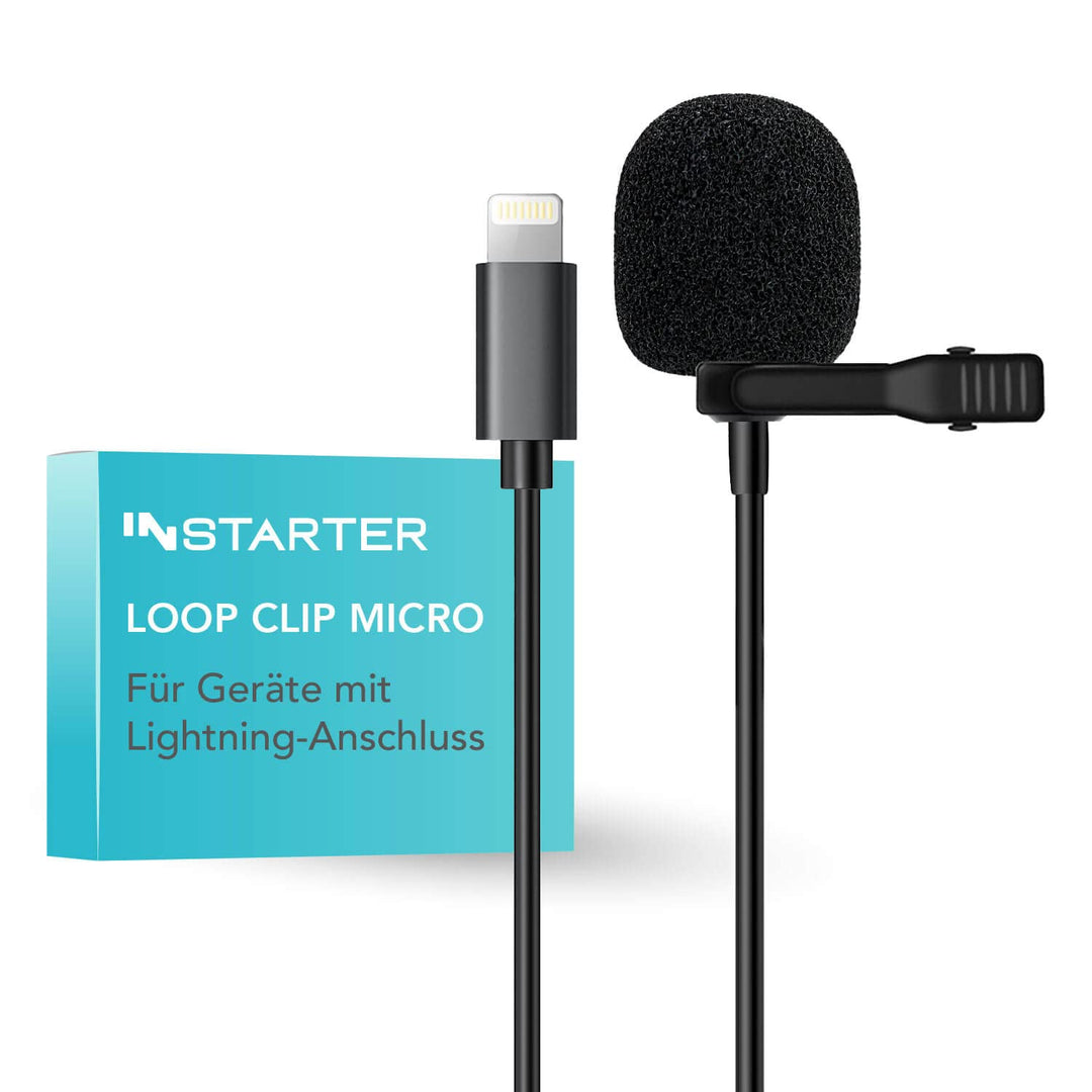 Instarter Lavalier-Ansteckmikrofon (6m Kabel) mit Windschutz & Tasche I kompatibel mit Apple-Geräten