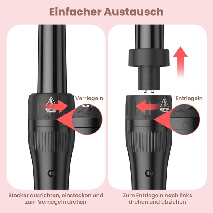 Lockenstab 3 Fässer Welleneisen Lockenstab 5 in 1 Keramikbeschichtung 5 Zubehörteile 10–32 mm Locken