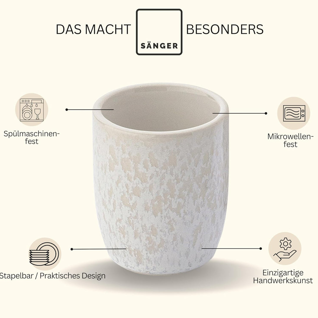 Sänger | Espresso Tassen Set Korfu 4 tlg, Espresso- & Mokkatassen 4 Personen, Espressotassen Steingu