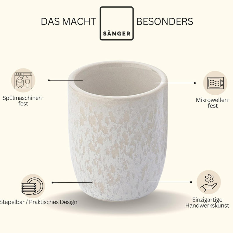 Sänger | Espresso Tassen Set Korfu 4 tlg, Espresso- & Mokkatassen 4 Personen, Espressotassen Steingu