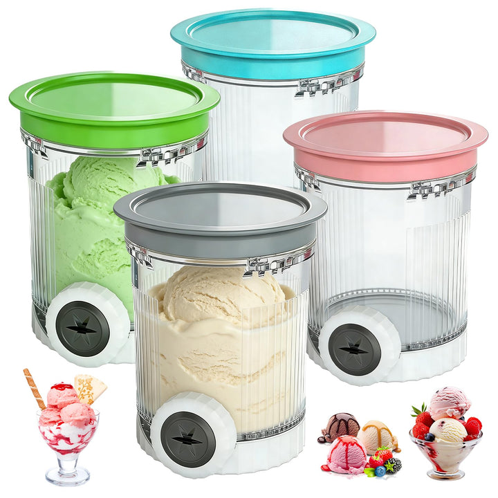 Behälter Kompatibel Mit Ninja Swirl Creami, 4 Stück 480ml Ersatzbecher Mit Deckeln, Tubs Zubehör Für