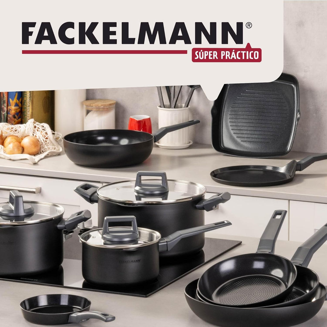 Fackelmann Statement Pfannen-Set, 3-teilig, 20/24 / 28 cm, aus recyceltem Aluminium mit Keramik-Anti