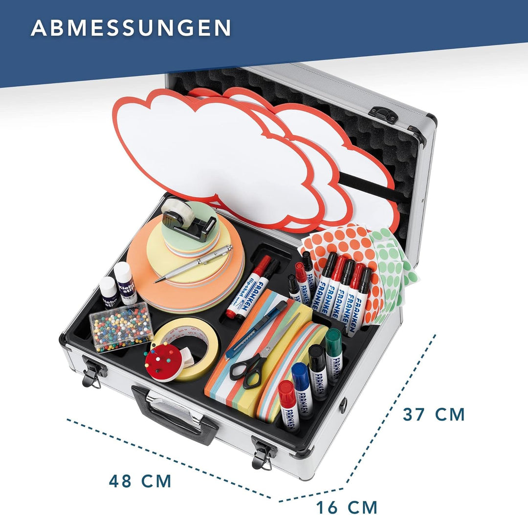 Franken Moderationskoffer Profi, Präsentationskoffer 2500-teilig, Aluminiumkoffer mit Tragegriff und
