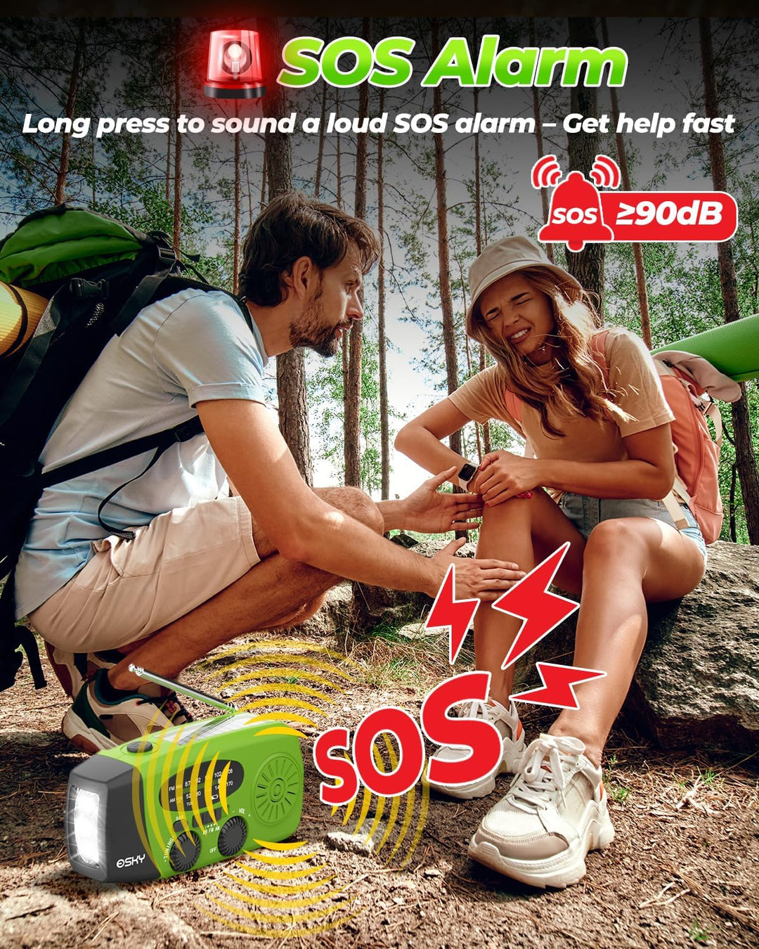 Solar Radio, Esky Kurbelradio AM/FM Wasserdicht Tragbare Radios SOS Alarm Notfallradio mit Power Ban