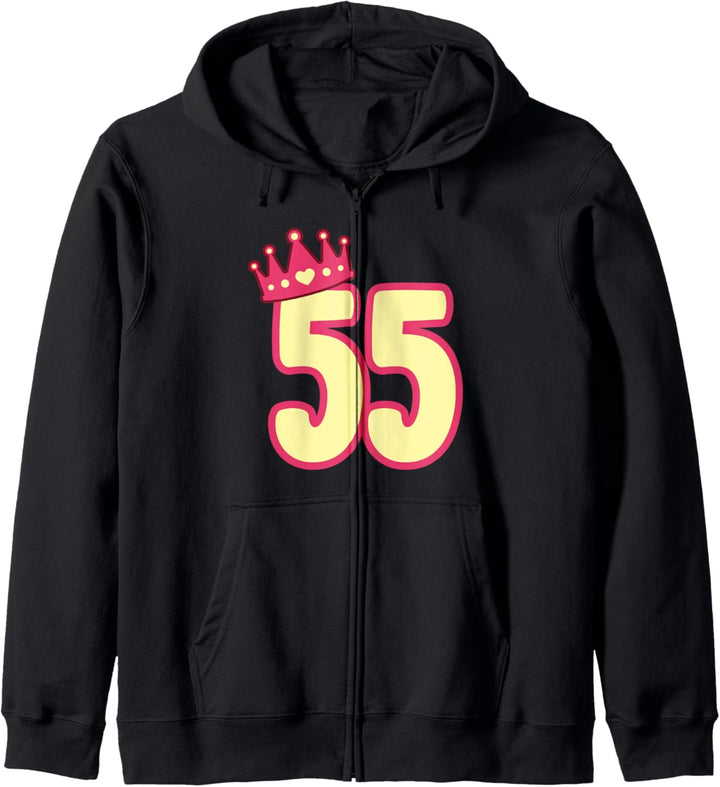55. Geburtstag Frauen süsses Birthday Queen Krone Vintage Kapuzenjacke