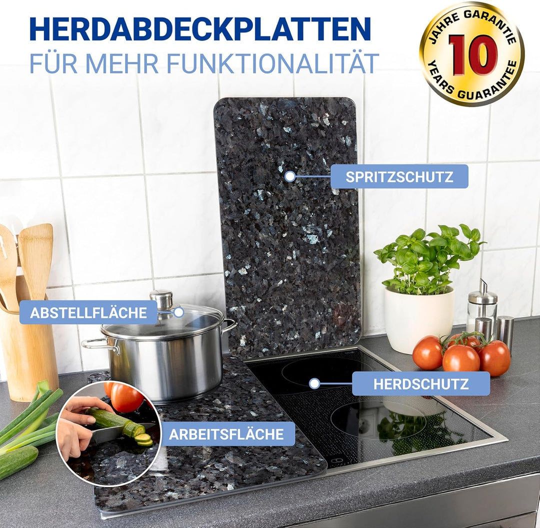 Maximex Herdabdeckplatte Universal Blauer Marmor 2er Set - 2er Set, Abdeckplatten für alle Herdarten